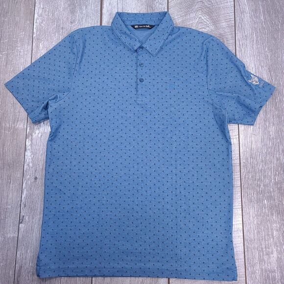 Travis Mathew Mens High Spirits Polo Shirt Size Large Blue Short Sleeve Top - Picture 1 of 7